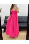 ROBE LONGUE A BRETELLES AJUSTABLES PE2143 FUSHIA