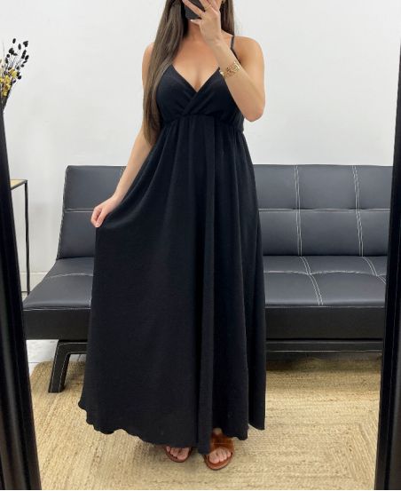 MAXI ABITO CON SPALLINE REGOLABILI PE2143 NERO