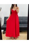 ROBE LONGUE A BRETELLES AJUSTABLES PE2143 FUSHIA