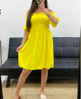 ROBE COURTE élastiquée PE2072 JAUNE