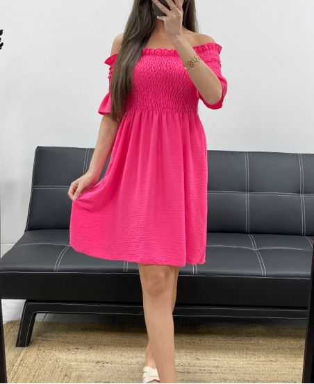 ABITO CORTO ELASTICIZZATO SS2072 FUCSIA