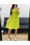 SHORT ELASTICATED DRESS PE2072 LIME GREEN