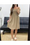 KURZES ELASTISCHES KLEID PE2072 CAMEL