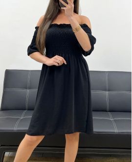 ABITO CORTO ELASTICIZZATO PE2072 NERO