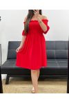 SHORT ELASTICATED DRESS PE2072 RED