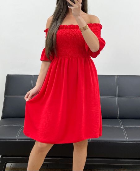 ABITO CORTO ELASTICIZZATO PE2072 ROSSO