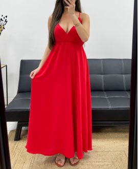 MAXI ABITO CON SPALLINE REGOLABILI PE2143 ROSSO
