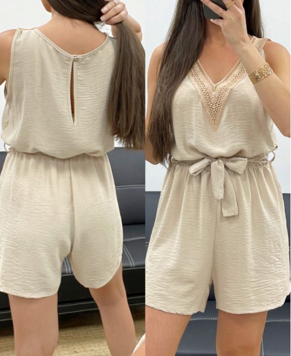 PE2159 KURZER JUMPSUIT BEIGE