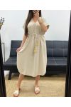ROBE FLUIDE FENTES + LIEN PE2148 BEIGE