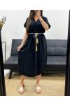 FLUID DRESS SLITS + TIE PE2148 BLACK