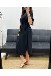FLUID DRESS SLITS + TIE PE2148 BLACK