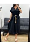 FLUID DRESS SLITS + TIE PE2148 BLACK