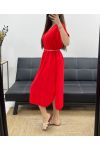 ROBE FLUIDE FENTES + LIEN PE2148 ROUGE