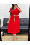 ROBE FLUIDE FENTES + LIEN PE2148 ROUGE