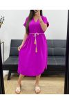ROBE FLUIDE FENTES + LIEN PE2148 MAUVE