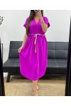 FLOWING DRESS SLITS + TIE PE2148 PURPLE