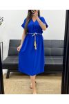 ROBE FLUIDE FENTES + LIEN PE2148 BLEU ROYAL