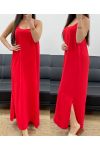 FLIESSENDES MAXIKLEID MIT GEKREUZTEM RÜCKEN PE2104 ROT