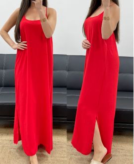 FLOWING MAXI DRESS WITH CROSSED BACK PE2104 RED