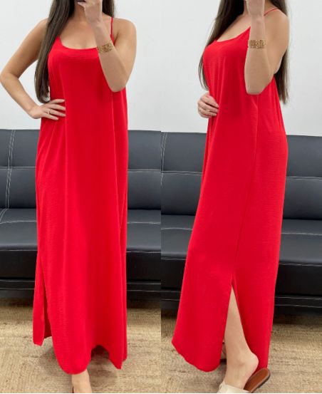 FLOWING MAXI DRESS WITH CROSSED BACK PE2104 RED