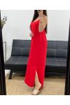 FLIESSENDES MAXIKLEID MIT GEKREUZTEM RÜCKEN PE2104 ROT