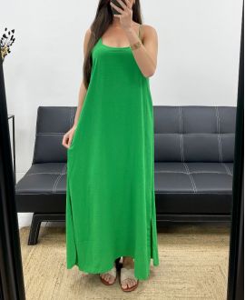 FLIESSENDES MAXIKLEID MIT GEKREUZTEM RÜCKEN PE2104 GRÜN
