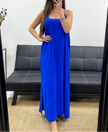 ZWIEWNA SUKIENKA MAXI Z KRZYŻYKIEM PE2104 ROYAL BLUE