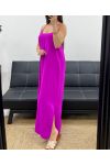 ROBE LONGUE FLUIDE DOS CROISé PE2104 MAUVE