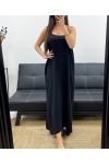 FLIESSENDES MAXIKLEID MIT GEKREUZTEM RÜCKEN PE2104 SCHWARZ