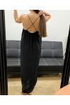 FLIESSENDES MAXIKLEID MIT GEKREUZTEM RÜCKEN PE2104 SCHWARZ