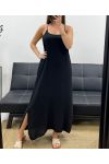 FLIESSENDES MAXIKLEID MIT GEKREUZTEM RÜCKEN PE2104 SCHWARZ