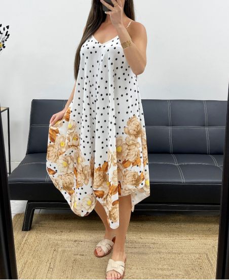 EVASED POLKA DOT KLEID PE2109 TAUPE