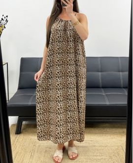 FLIESSENDES KLEID MIT VERSTELLBAREM KRAGENSCHLITZ PE2094 LEOPARD-2
