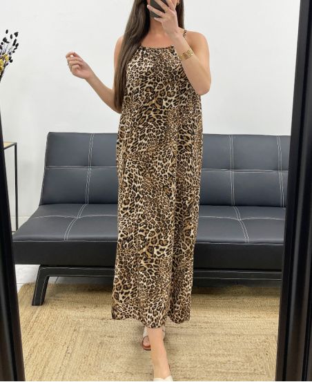 ABITO FLUIDO CON COLLETTO A SPACCO REGOLABILE PE2094 LEOPARD-3