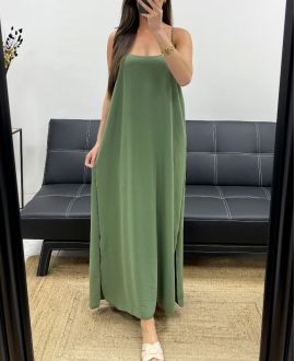 FLOWING MAXI DRESS WITH A CROSS-BACK PE2104 KAKI