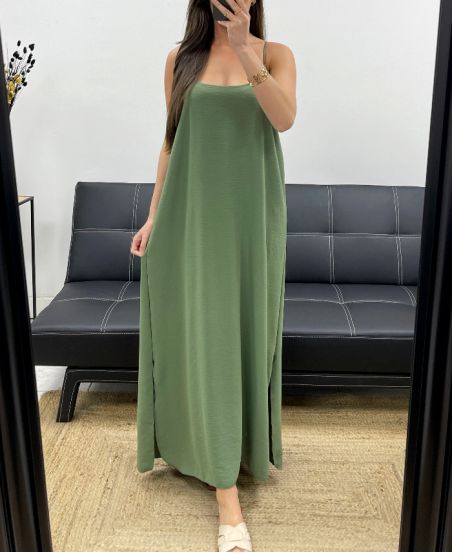 FLOWING MAXI DRESS WITH A CROSS-BACK PE2104 KAKI