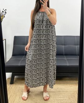 FLIESSENDES KLEID MIT VERSTELLBAREM KRAGENSCHLITZ PE2094 GEOMETRISCH