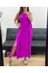 ROBE FLUIDE COL AJUSTABLE FENTE PE2094 MAUVE
