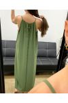 FLIESSENDES KLEID MIT VERSTELLBAREM SCHLITZKRAGEN PE2094 KAKI