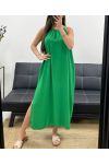 FLIESSENDES KLEID MIT VERSTELLBAREM KRAGENSCHLITZ PE2094 GRÜN