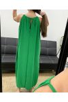 FLIESSENDES KLEID MIT VERSTELLBAREM KRAGENSCHLITZ PE2094 GRÜN