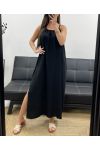 FLIESSENDES KLEID MIT VERSTELLBAREM KRAGENSCHLITZ PE2094 SCHWARZ