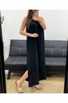 FLIESSENDES KLEID MIT VERSTELLBAREM KRAGENSCHLITZ PE2094 SCHWARZ