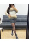 JERSEY DE RAYAS DE LÚREX AH250652 BEIGE
