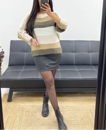 PULLOVER MAILLE LUREX AH250652 BEIGE