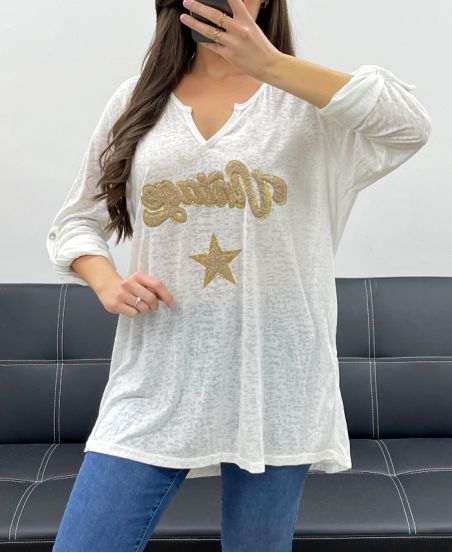 KOSZULKA VINTAGE PLUS SIZE PE0084 BIAŁA
