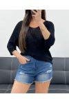 PE0019 TOP CORTO IN MAGLIA NERO