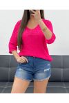 PE0019 FUSHIA CROP-TOP AUS STRICK