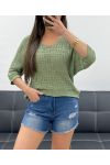 PE0019 CROP TOP IN MAGLIA KAKI