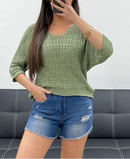 PE0019 CROP TOP IN MAGLIA KAKI